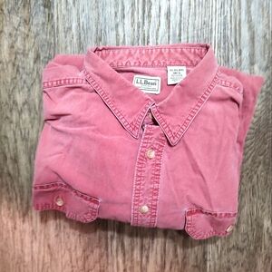 L.L. Bean Men's Red Shirt Size XXL OMT16 Cotton Long Sleeve